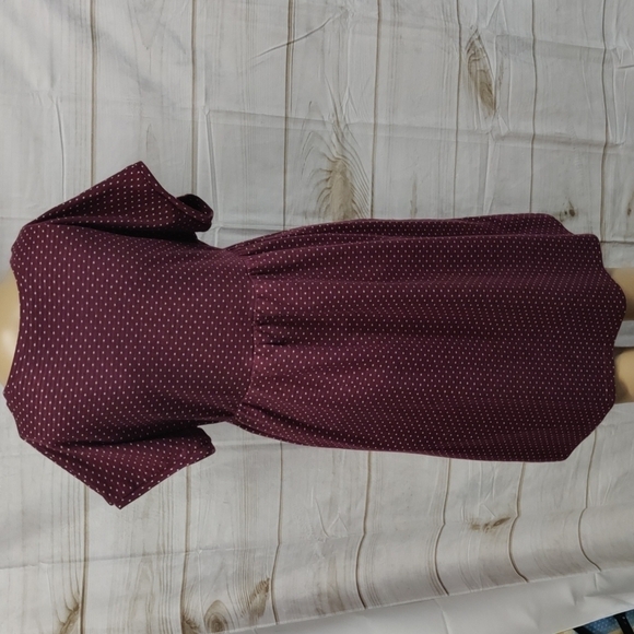 SUZANNE Betro Cap Sleeve Burgundy w/White Polka Dot Dress Size Medium - Picture 7 of 12